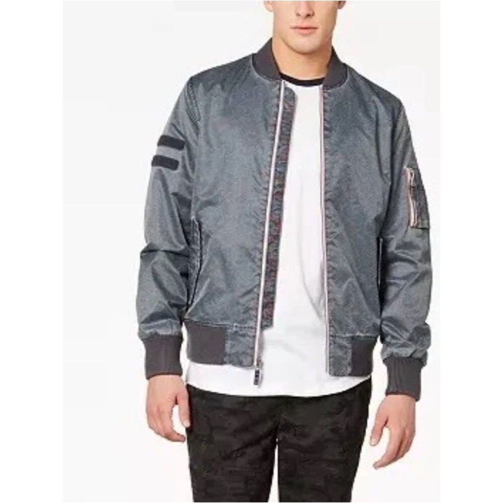 American Rag Gray Metallic Nylon Bomber Jacket — Men’s Medium